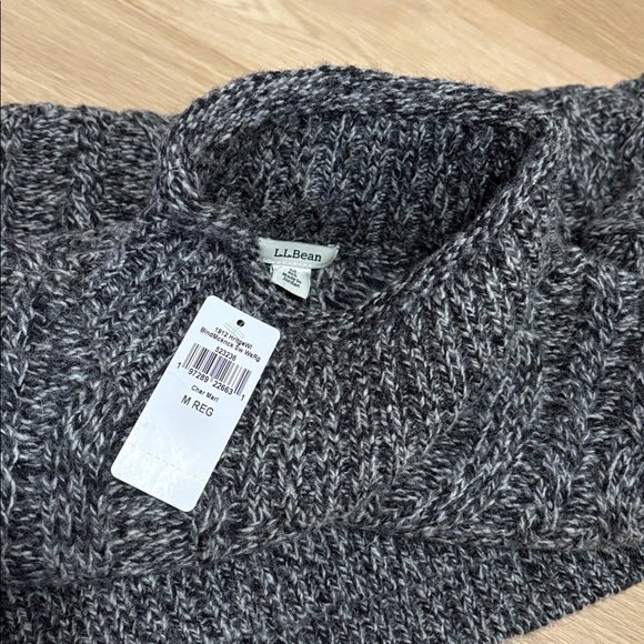 LL BEAN (M) 1912 Heritage Wool Blend Mockneck Sweater Charcoal Marled NWT Warm - Picture 8 of 11